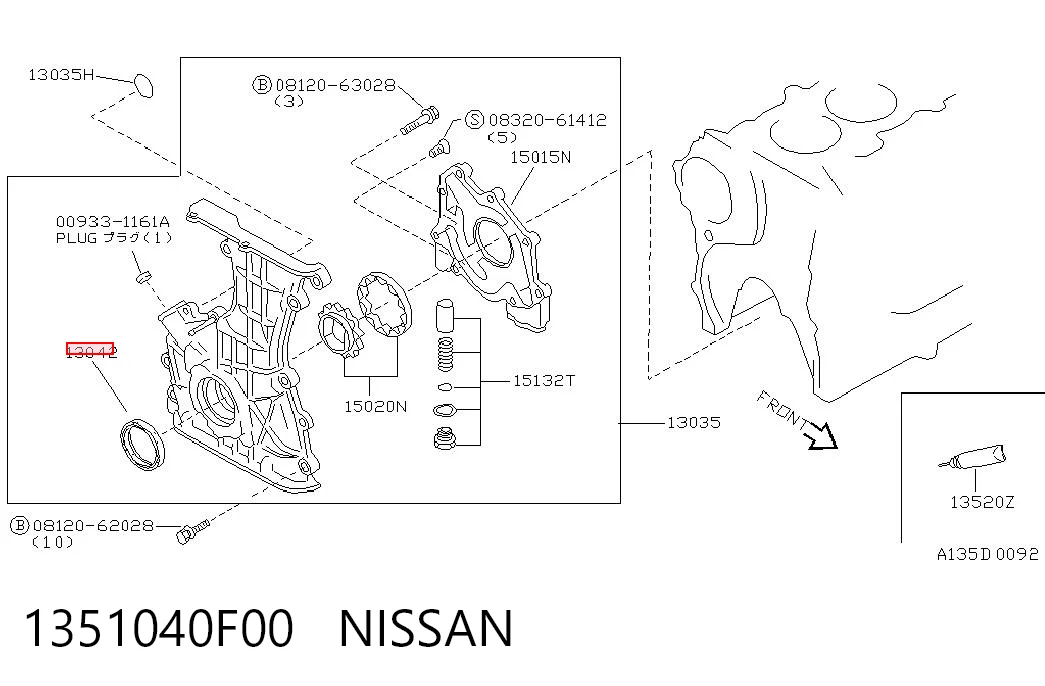 Купити 1351040F00 NIPPON MOTORS Сальник коленвала передній