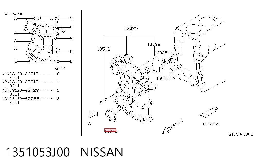Сальник колінвала передній NIPPON MOTORS 1351040F00