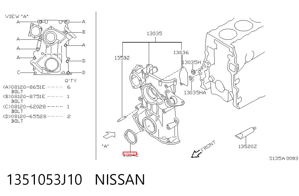 Купити 1351040F00 NIPPON MOTORS Сальник коленвала передній
