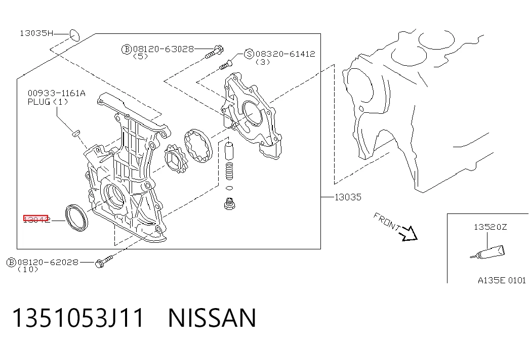 Сальник коленвалу 1351040F00 NIPPON MOTORS