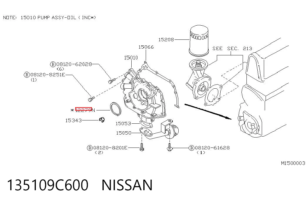 Сальник колінвала двигуна, передній Nissan Vanette C23