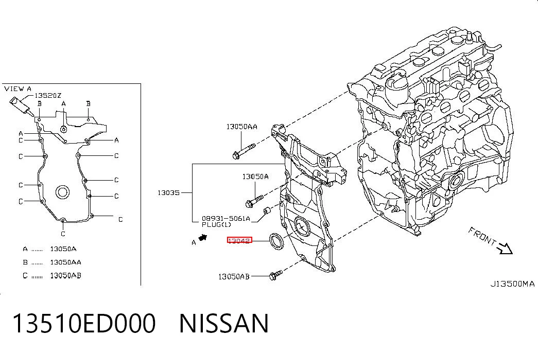 Сальник коленвала двигуна, передній Nissan JUKE NMUK хетчбек (F15E) (2010 - 2019) ціна, від 5.03 USD