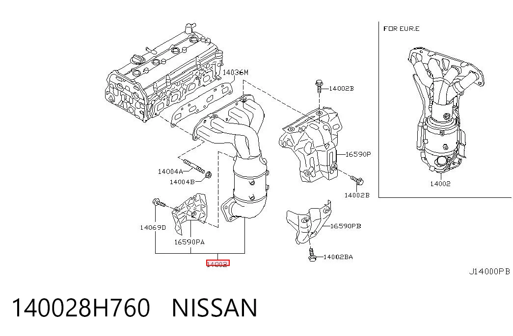 Система випуску газів двигуна на Nissan X-Trail  T30