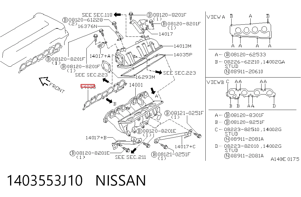 Прокладка впускного колектора INNMM2168I NIPPON MOTORS