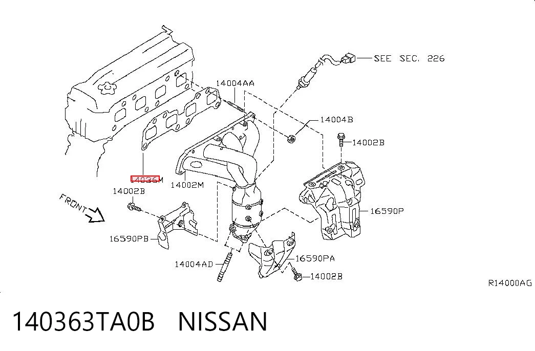 140363TA0B Nissan/Infiniti Прокладка випускного колектора