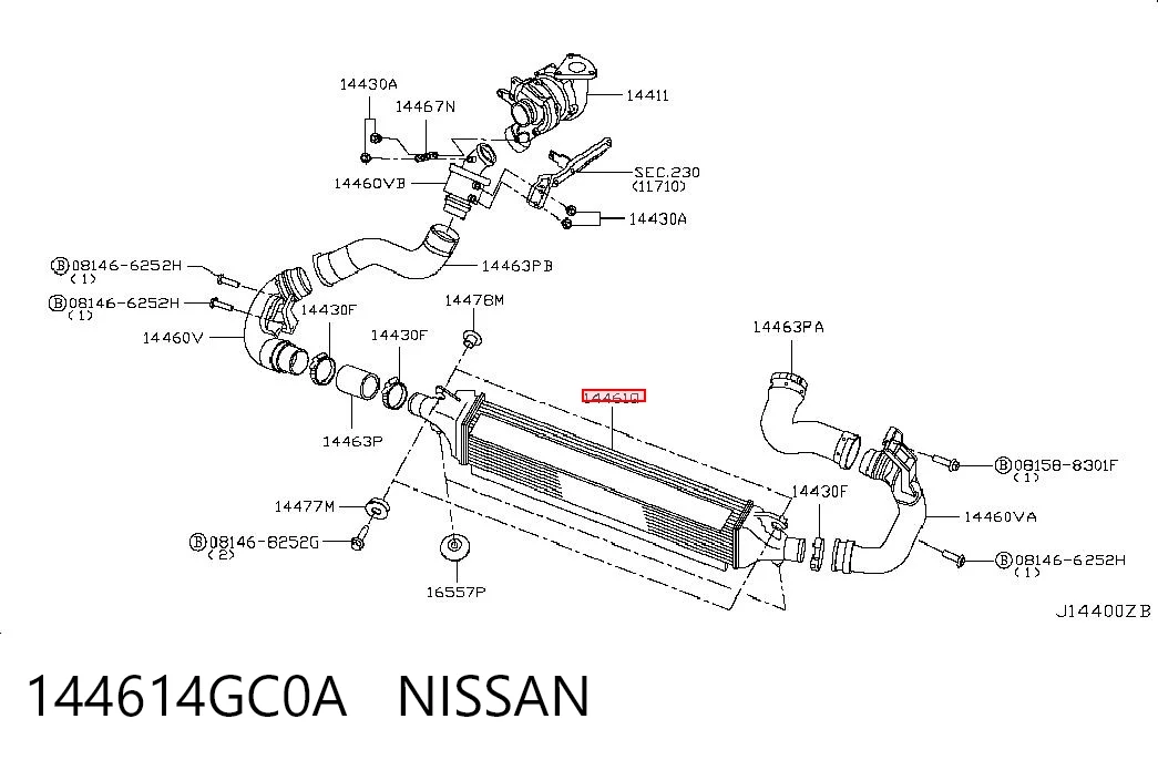 Охолоджувач наддувочного повітря на Infiniti Q50  V37