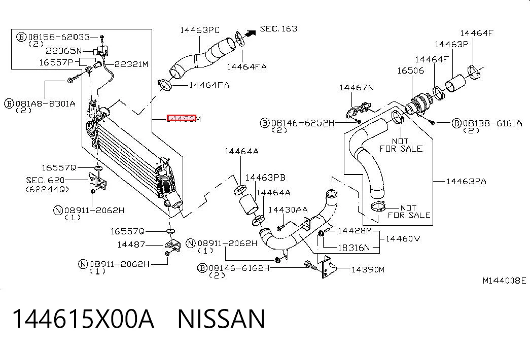 Охолоджувач наддувочного повітря на Nissan Pathfinder  R51M