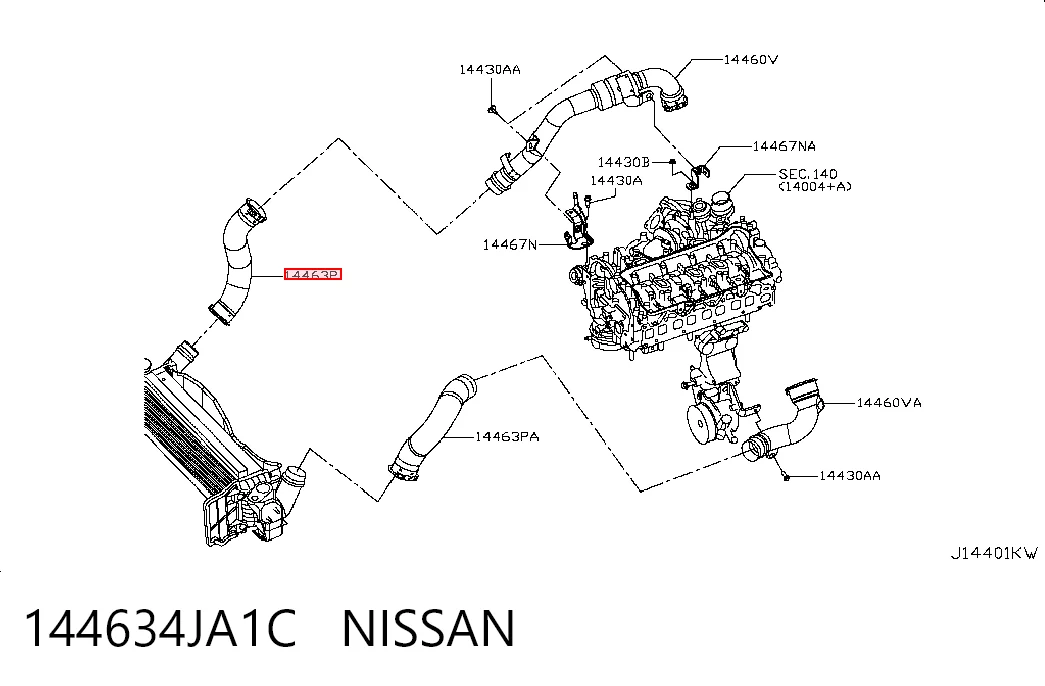 Шланг/патрубок интеркуллера Renault (RVI) 144634JA1C ціна, від 57.58 USD