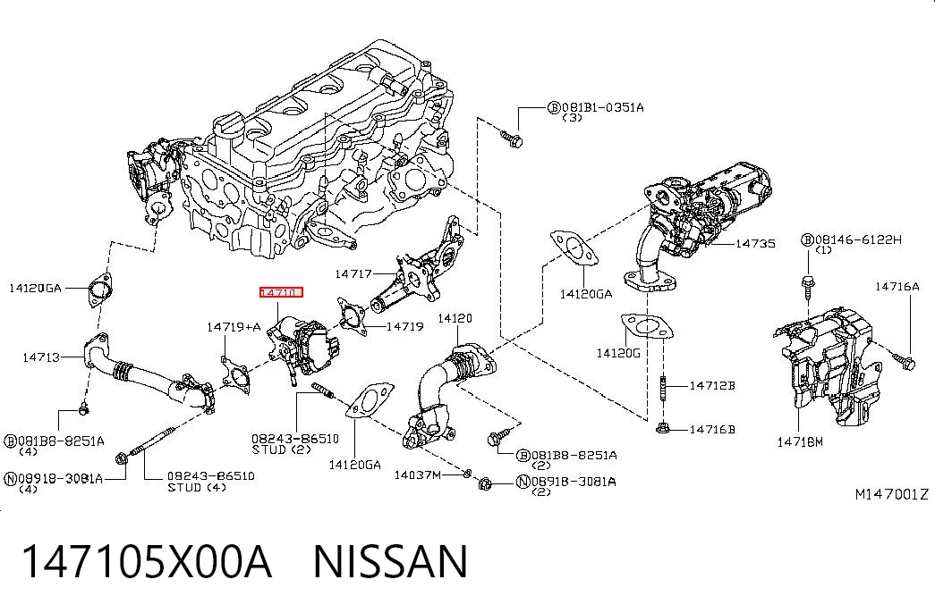 Клапан рециркуляції відпрацьованих газів EGR на Nissan Navara NP300 III D40