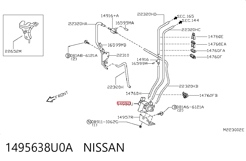 1495638U0A Nissan/Infiniti Клапан зворотній, пневматичний