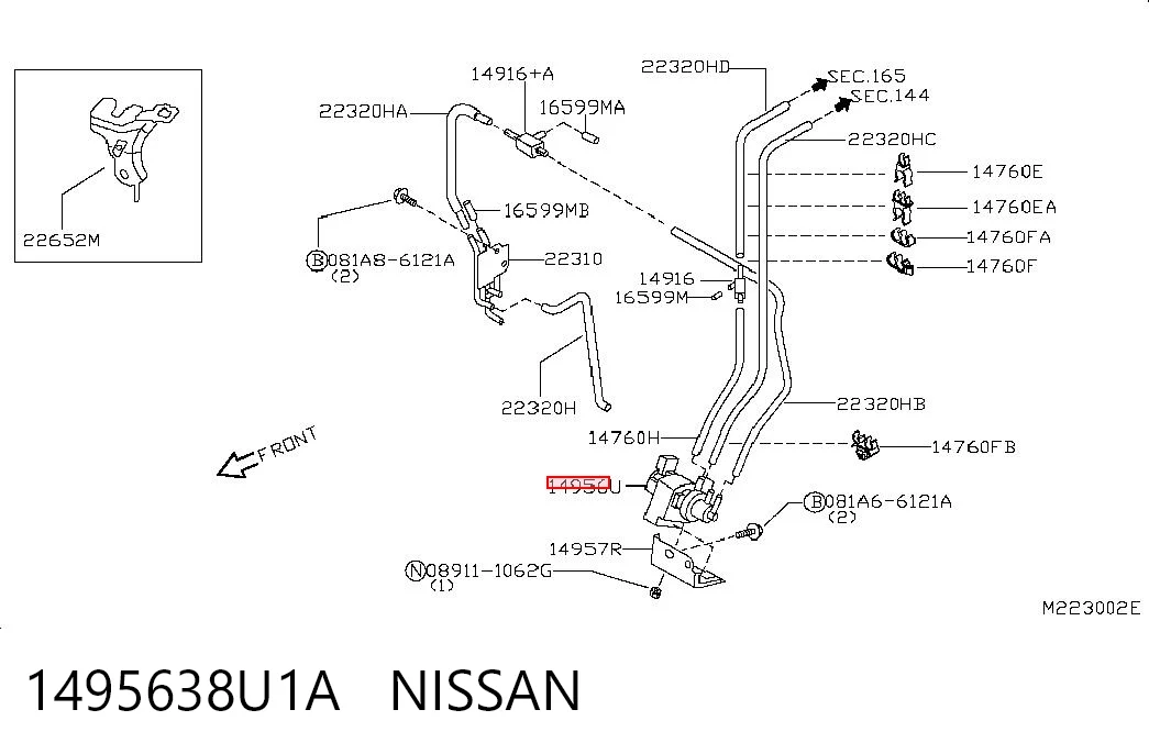 1495638U1A Nissan/Infiniti Клапан зворотній, пневматичний