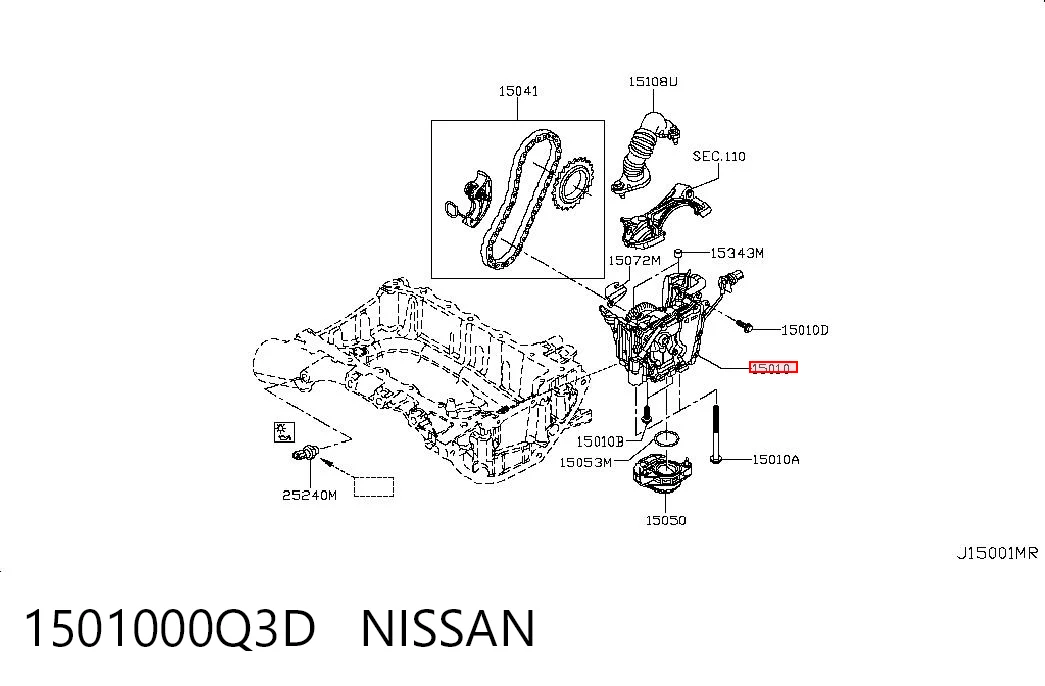 Масляний насос двигуна на Nissan Navara NP300 IV D23, D23T