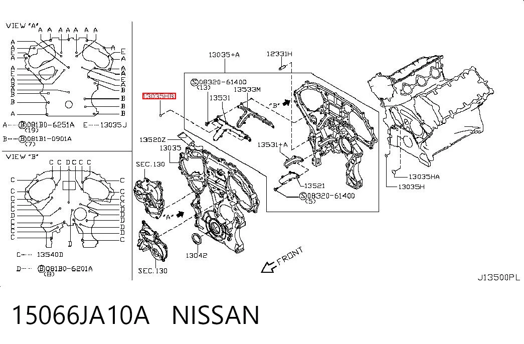 15066JA10A Nissan/Infiniti Прокладка передньої кришки двигуна, сальник ПНВТ