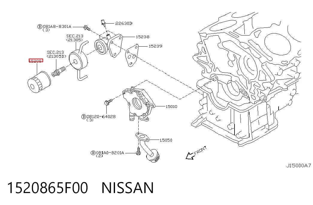 1520865F00 Nissan/Infiniti Фільтр масла
