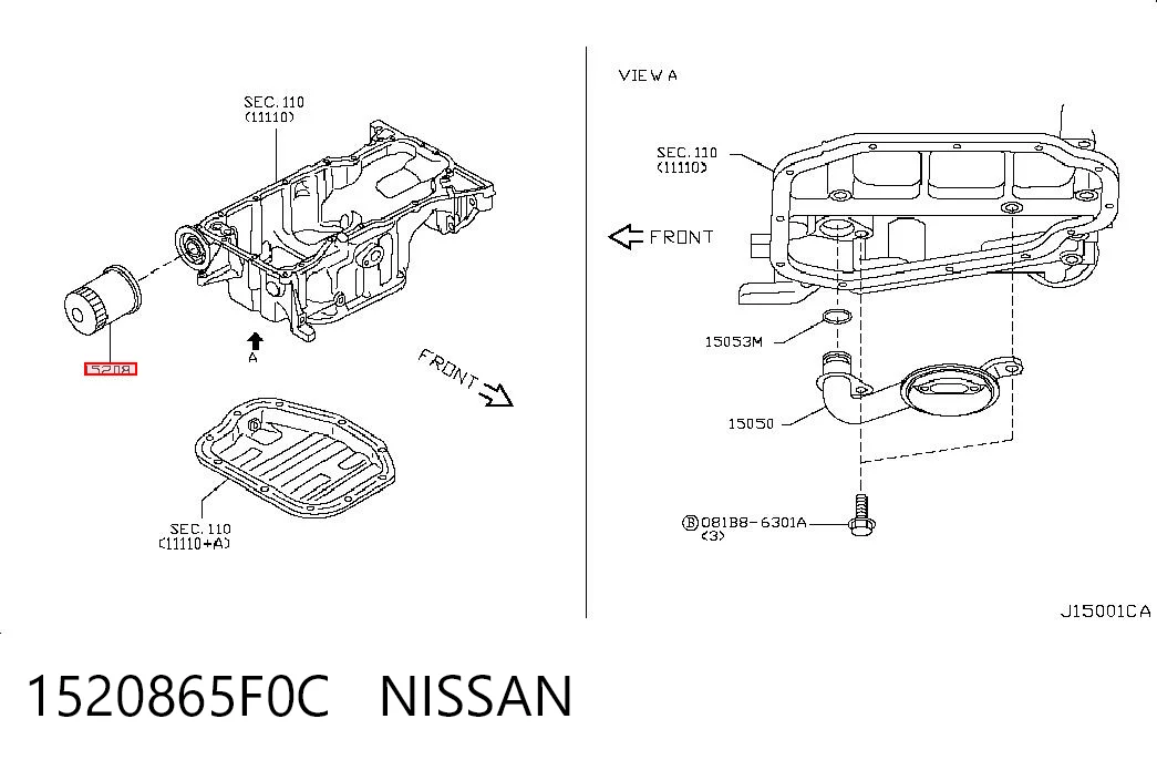 1520865F0C Nissan/Infiniti Фільтр масла