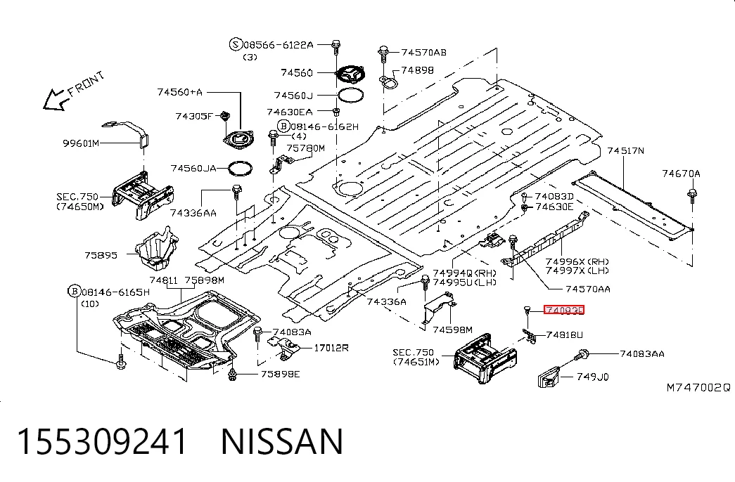 155309241 Nissan/Infiniti Кліпса бампера переднього