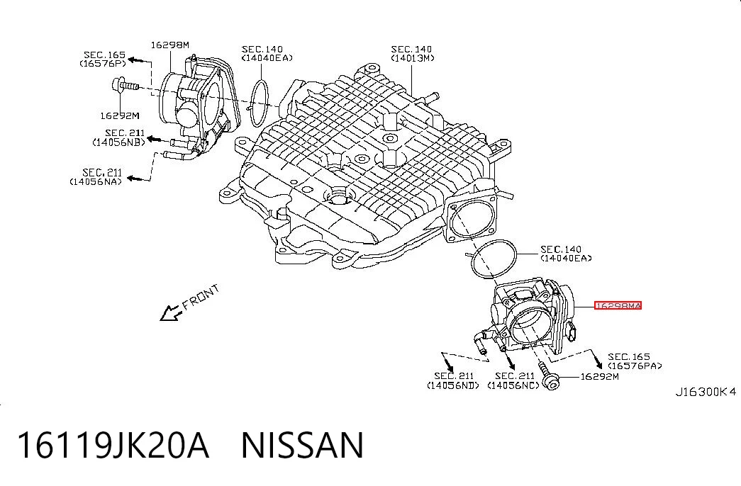 16119JK20A Nissan/Infiniti Дросільна заслінка в зборі