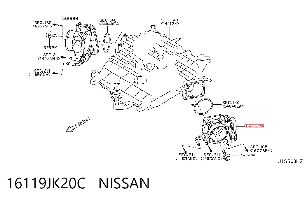 16119JK20C Nissan/Infiniti Дросільна заслінка в зборі