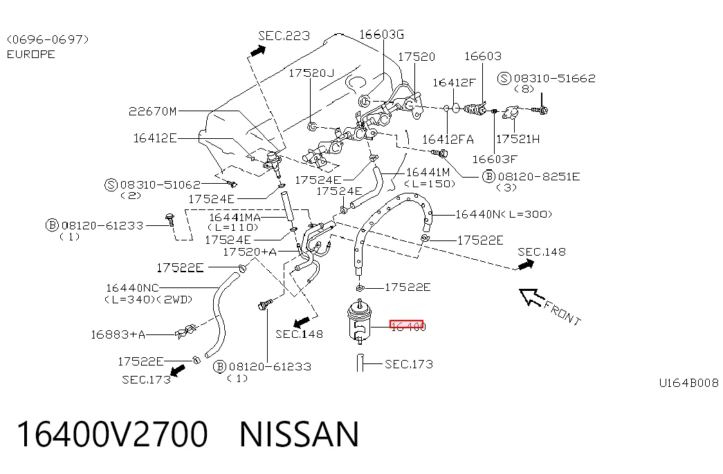 16400V2700 Nissan/Infiniti Фільтр палива