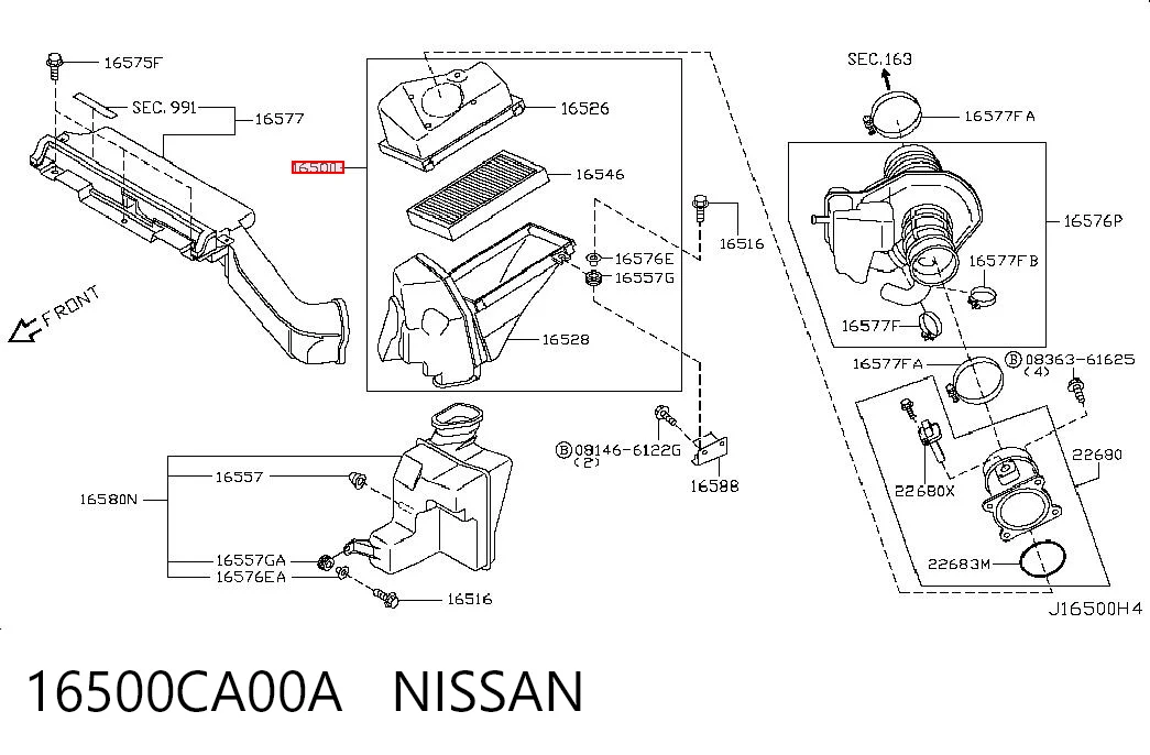 Коробка фільтра на Nissan Teana  J31