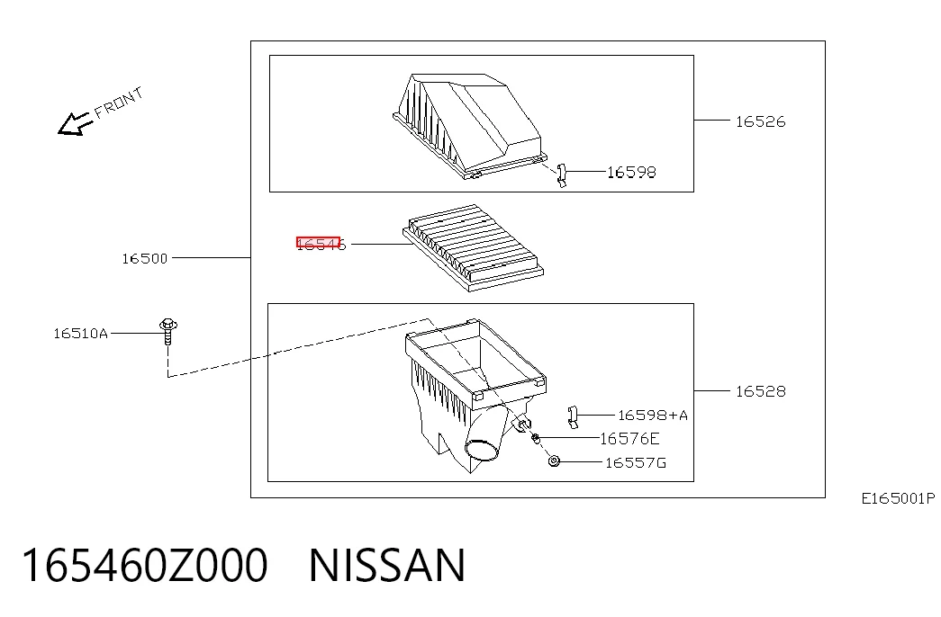 165460Z000 Nissan/Infiniti Повітряний фільтр двигуна