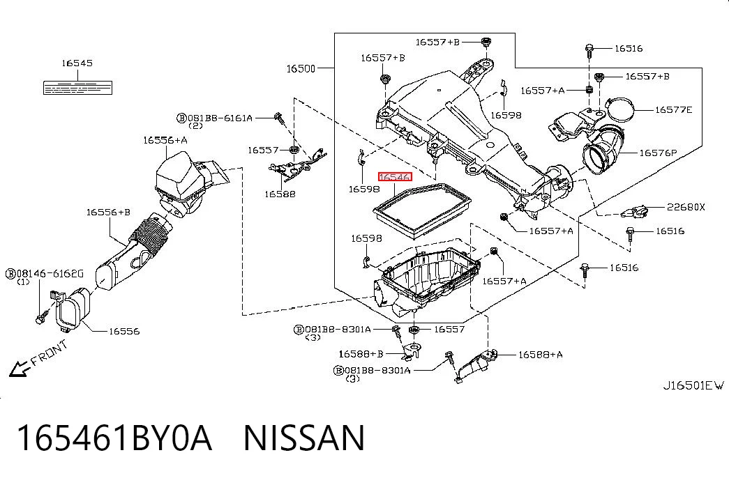 165461BY0A Nissan/Infiniti Повітряний фільтр двигуна
