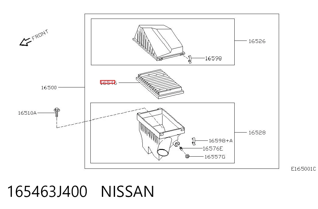 165463J400 Nissan/Infiniti Повітряний фільтр двигуна