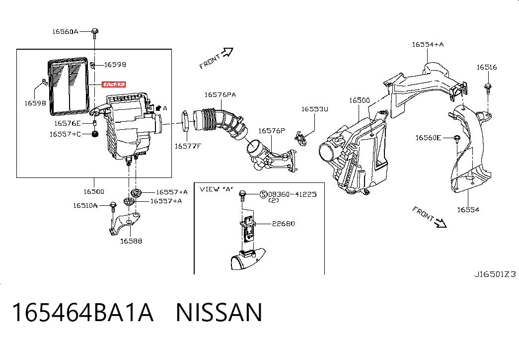 165464BA1A Nissan/Infiniti Повітряний фільтр двигуна