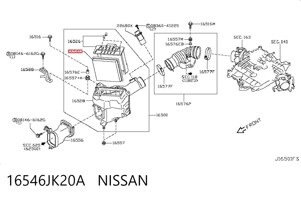 16546JK20A Nissan/Infiniti Повітряний фільтр двигуна