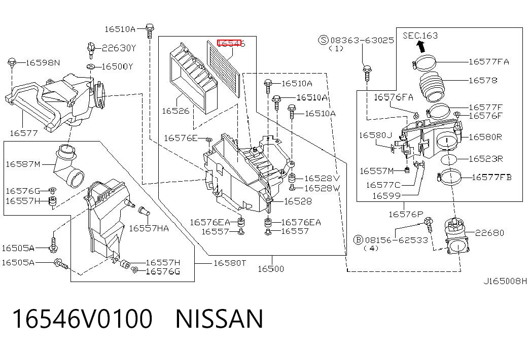 16546V0100 Nissan/Infiniti Повітряний фільтр двигуна