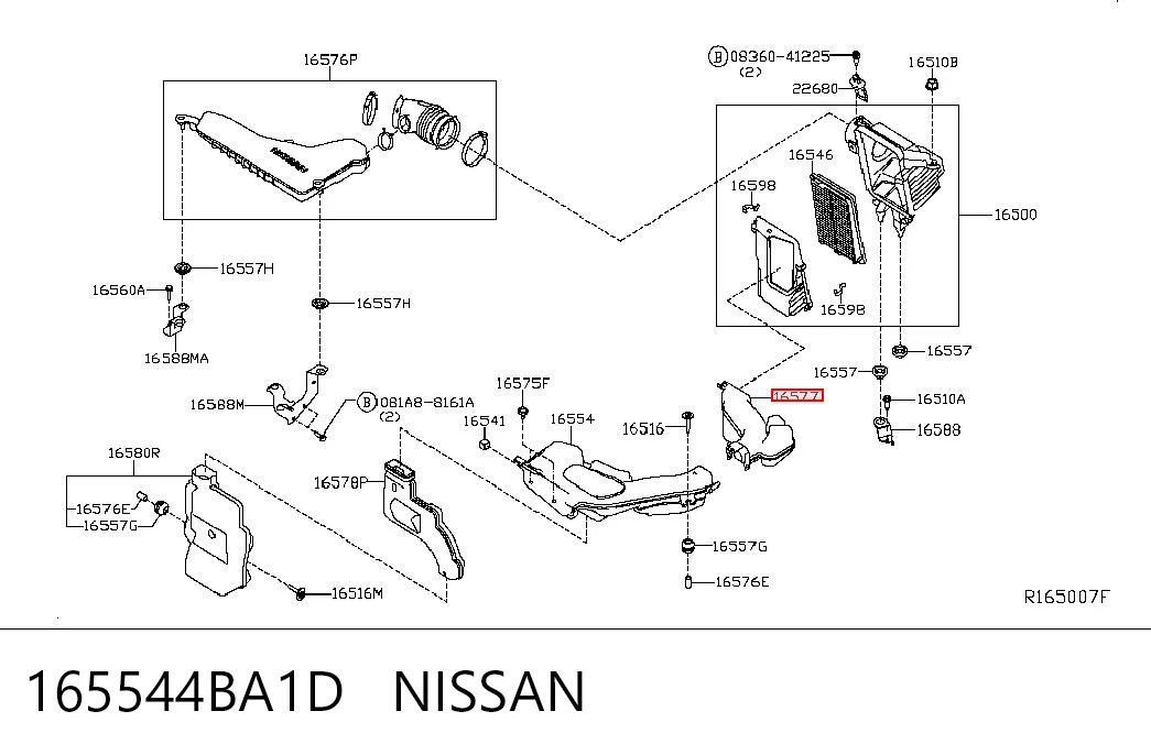 165544BA1D Nissan/Infiniti Патрубок повітряний, вхід повітряного фільтра
