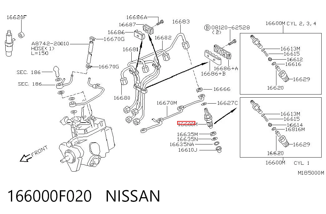 166000F020 Nissan/Infiniti Форсунка вприску палива
