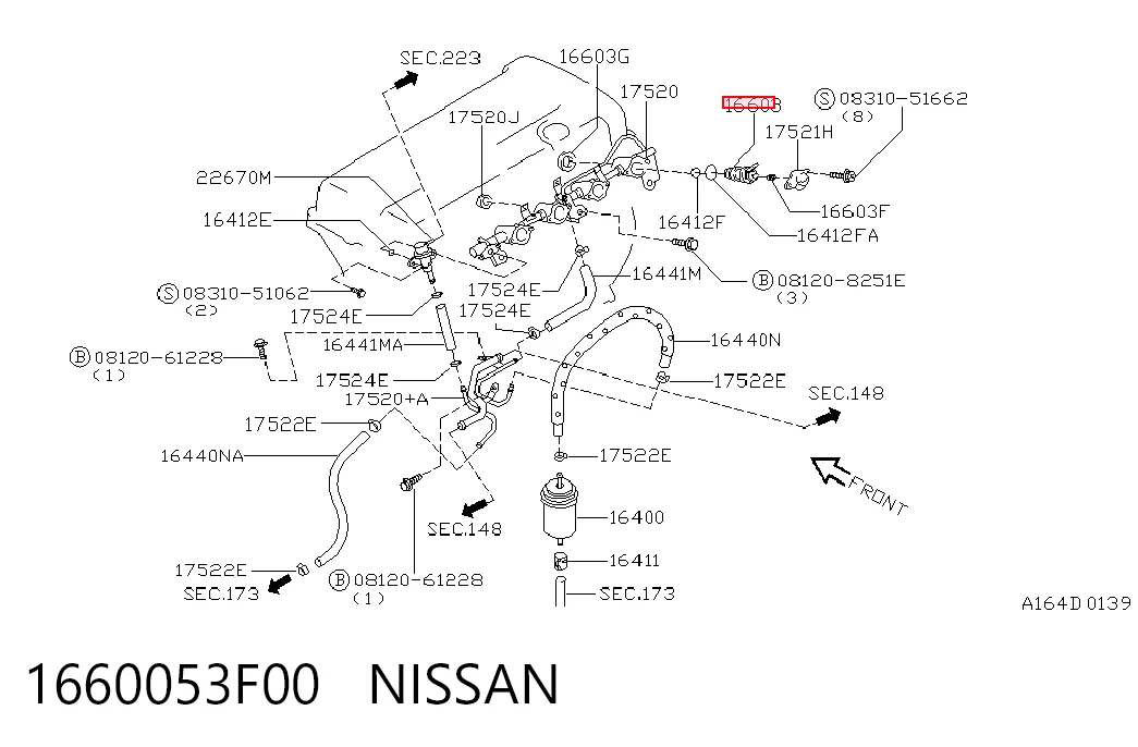 1660053F00 Nissan/Infiniti Форсунка вприску палива
