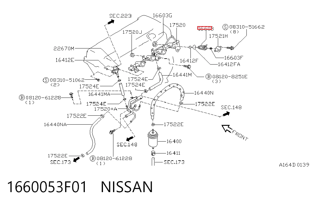 1660053F01 Nissan/Infiniti Форсунка вприску палива