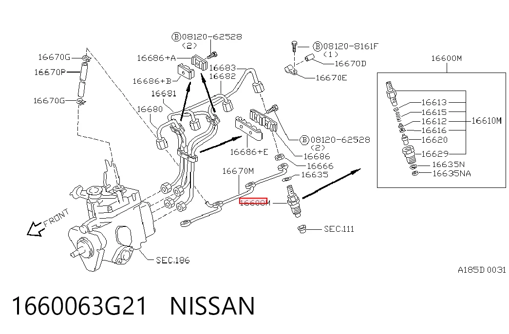 1660063G21 Nissan/Infiniti Форсунка вприску палива