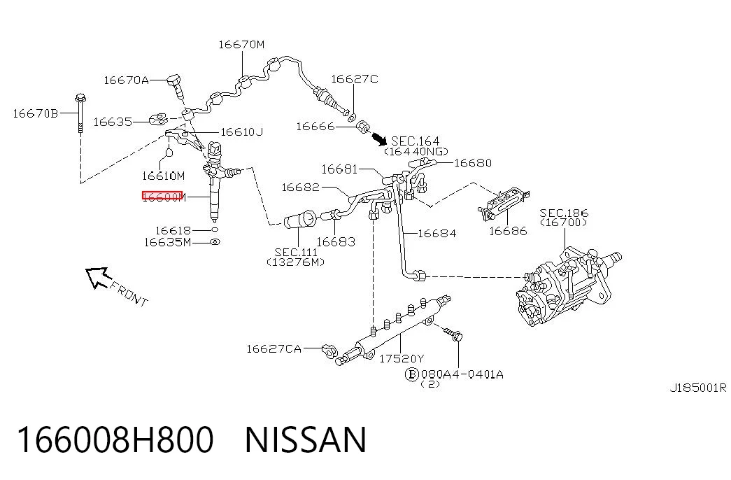 166008H800 Nissan/Infiniti Форсунка вприску палива