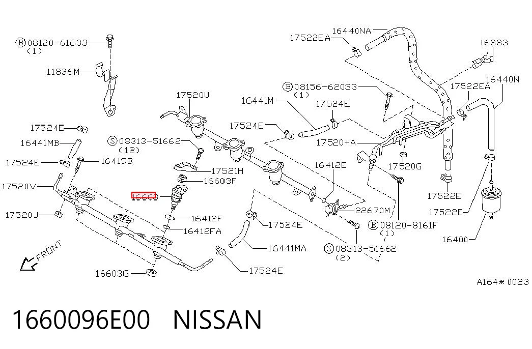 1660096E00 Nissan/Infiniti Форсунка вприску палива