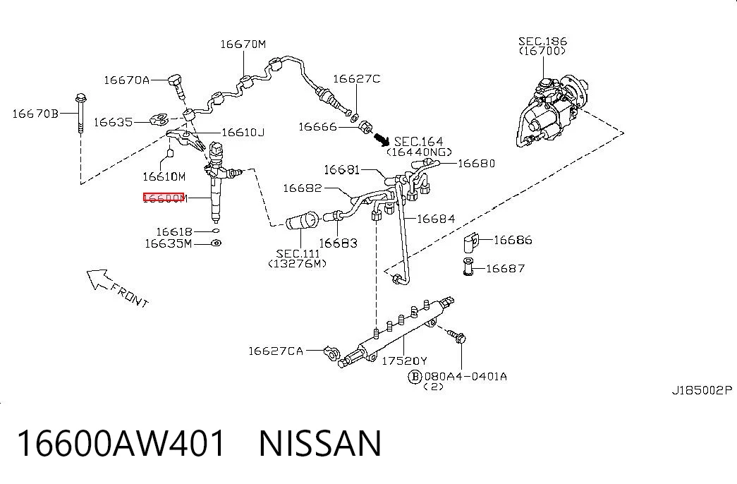 16600AW402 Denso Форсунка вприску палива