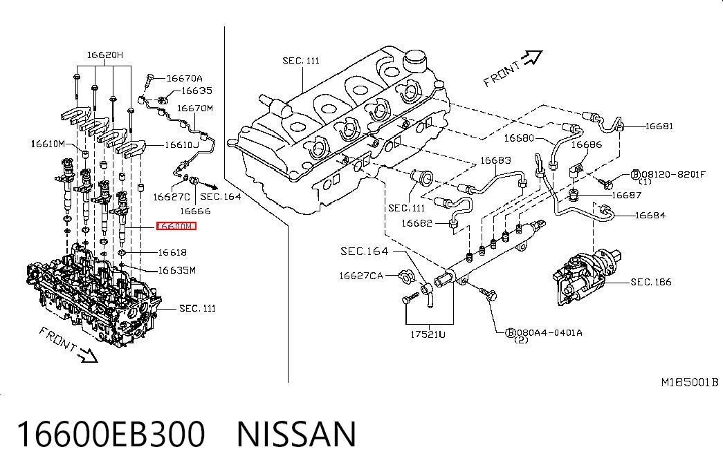 16600EB300 Nissan/Infiniti Форсунка вприску палива