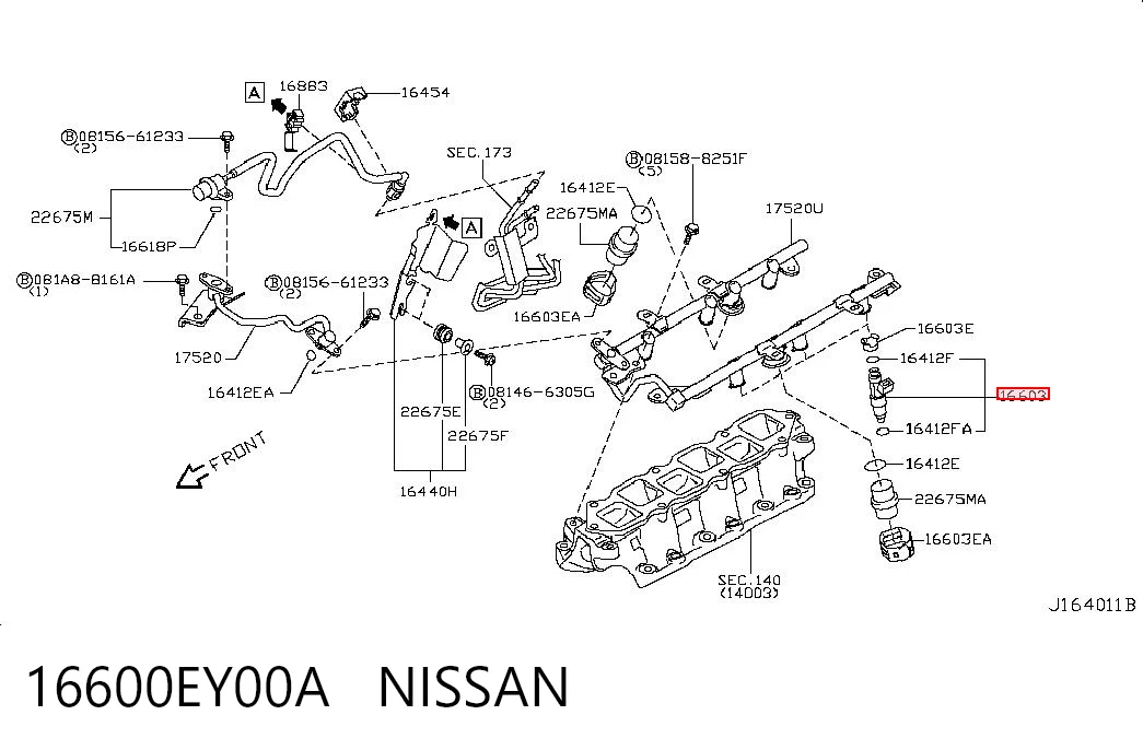 16600EY00A Nissan/Infiniti Форсунка вприску палива