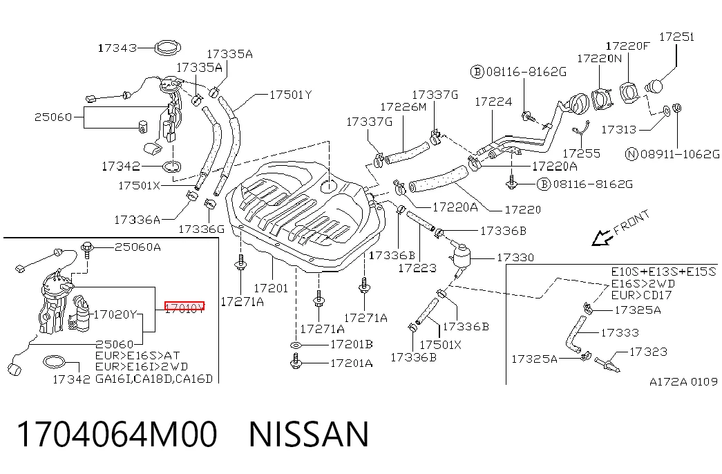 Модуль паливного насосу, з датчиком рівня палива Nissan Sunny 2 N13