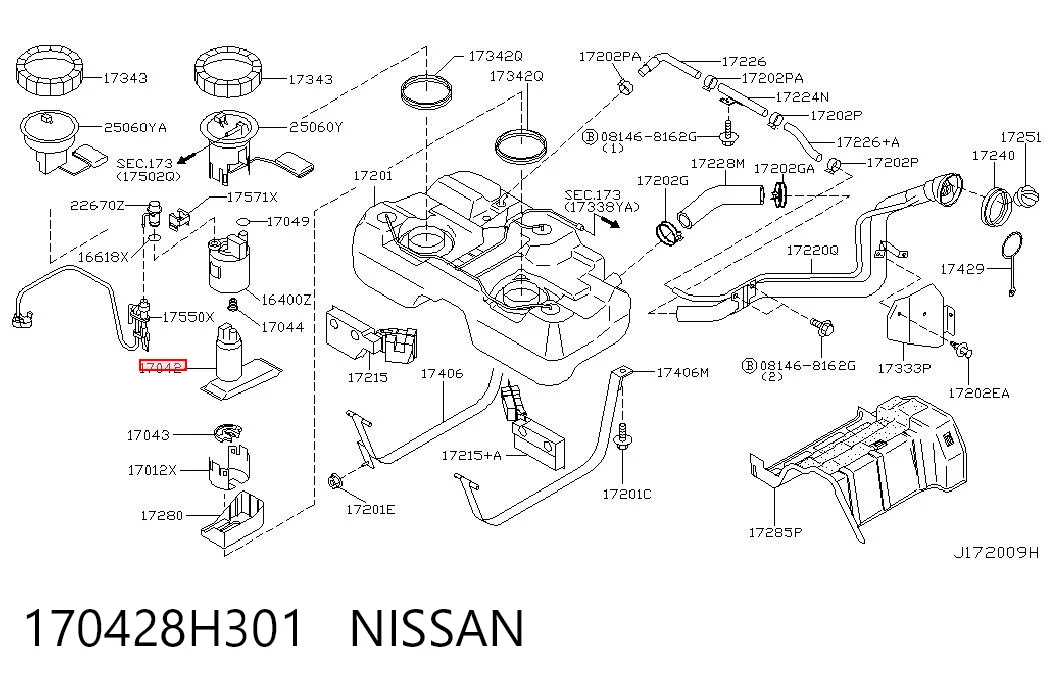 Паливний насос електричний, погружной на Nissan X-Trail  T30
