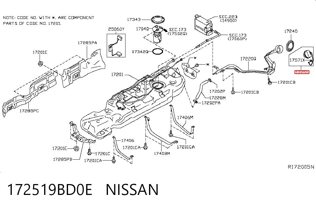 172519BD0E Nissan/Infiniti Кришка / пробка бензобака