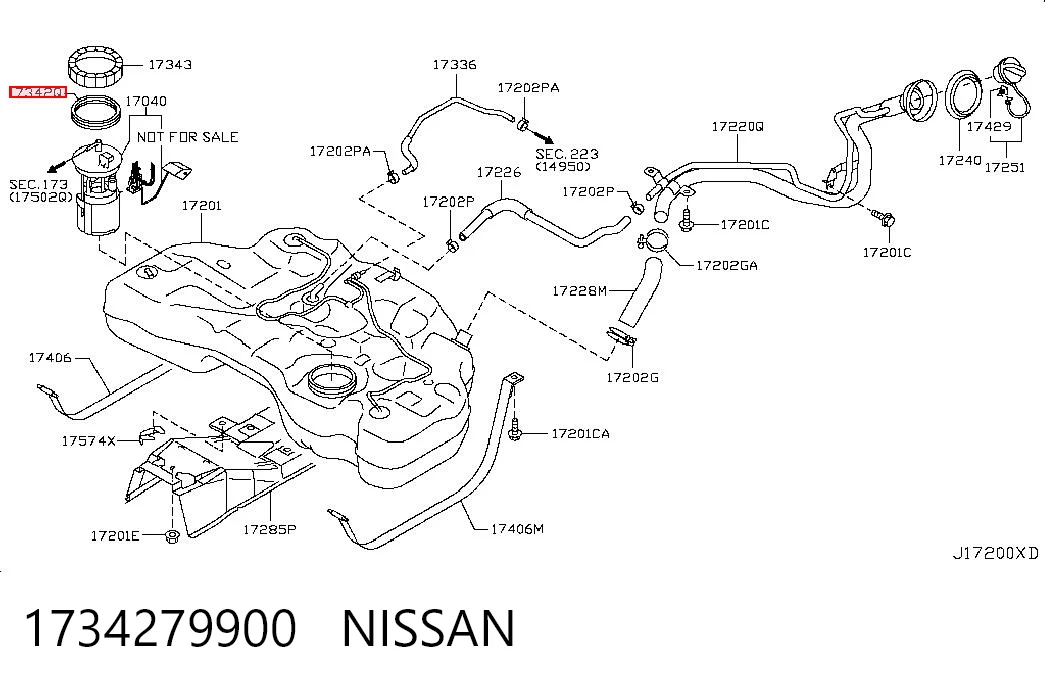 1734279900 Nissan/Infiniti Прокладка датчика рівня палива/паливного насоса (палив.бак)