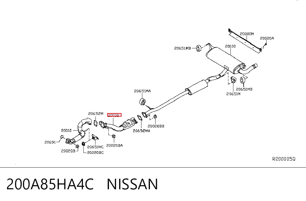 Каталітичний нейтралізатор відпрацьованих газів на Nissan Rogue  T32U
