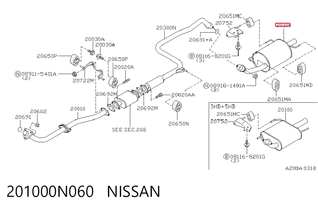 Вихлоп Nissan Almera I хетчбек (N15) (1995 - 2000) ціна, від 70.73 USD