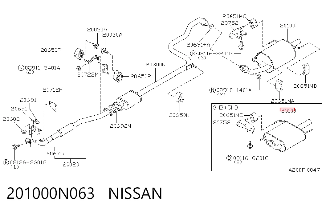  Глушник, задня частина Nissan Almera 1