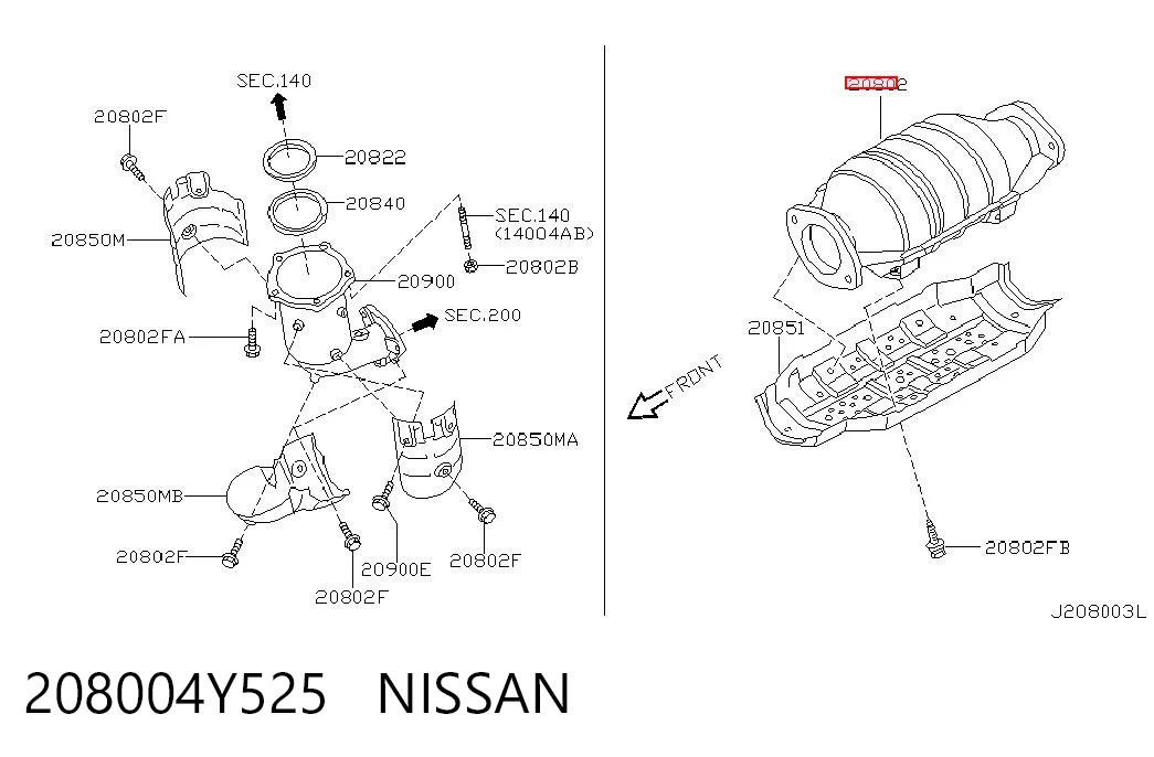 Каталітичний нейтралізатор відпрацьованих газів на Nissan Maxima  A33
