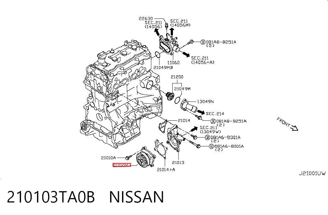 210103TA0B Nissan/Infiniti Насос охолодження