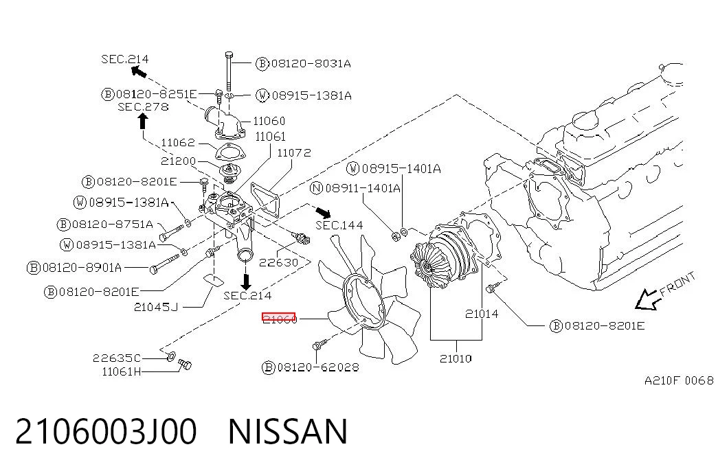 2106003J00 Nissan/Infiniti Вентилятор / крильчатка радіатора охолодження